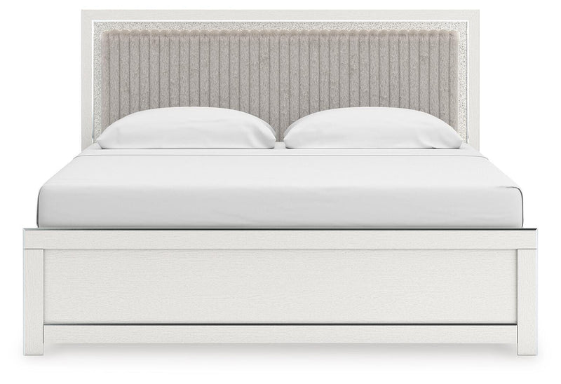 Zuraleus King Upholstered Panel Bed, Dresser, Mirror, Chest and Nightstand