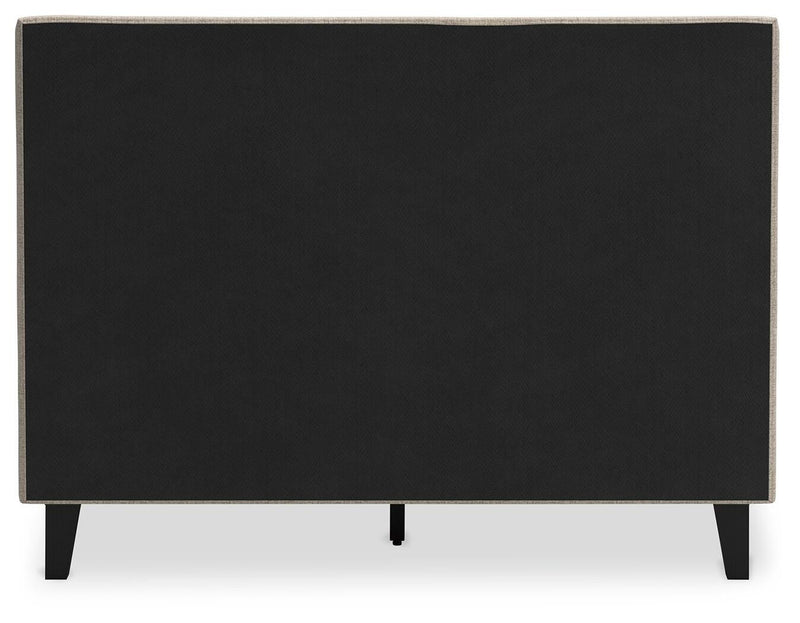 Cielden Full Upholstered Bed with Roll Slats, Dresser, Mirror, Chest and Nightstand
