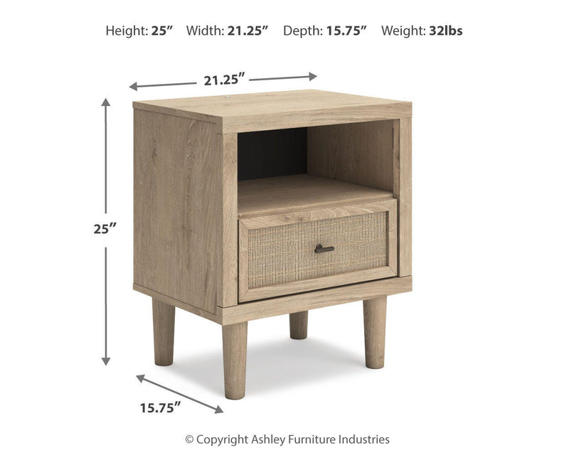 Cielden Full Upholstered Bed with Roll Slats, Dresser, Mirror, Chest and Nightstand