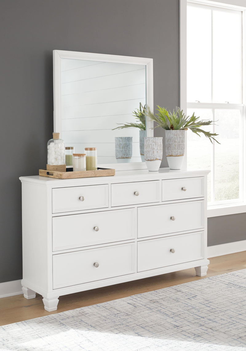 Fortman King Panel Storage Bed with Mirrored Dresser and Nightstand