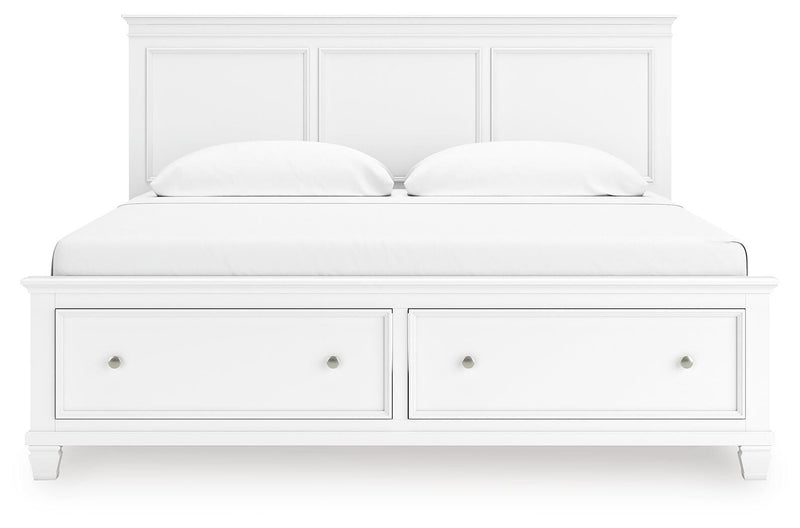 Fortman King Panel Storage Bed with Mirrored Dresser
