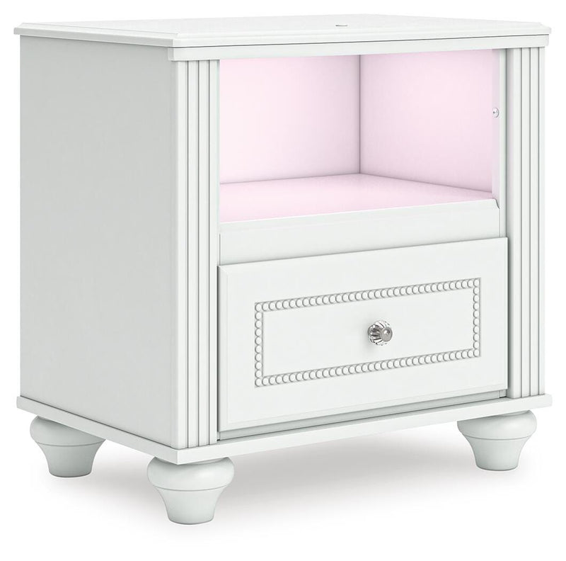 Kozlani Full Upholstered Panel Bed, Dresser, Mirror and Nightstand