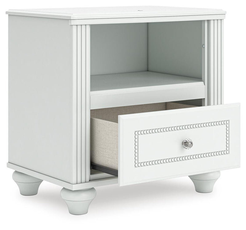 Kozlani Full Upholstered Panel Bed, Dresser, Mirror and Nightstand