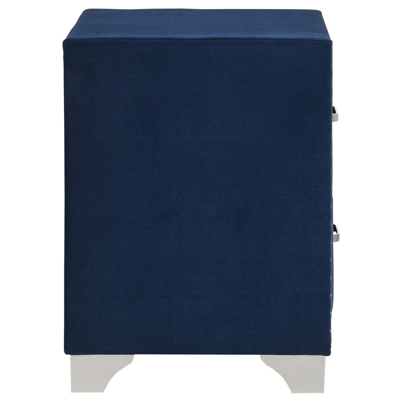 Melody Upholstered 2-drawer Nightstand Pacific Blue