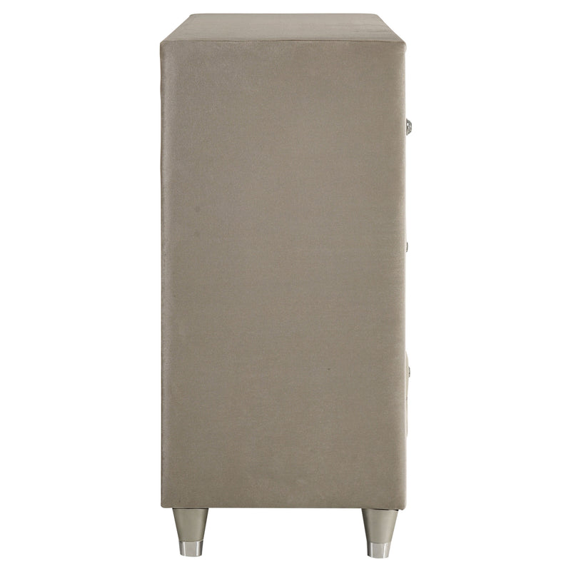 Antonella 7-drawer Upholstered Dresser Ivory and Camel