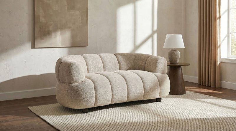 Whitney Contemporary Channel Tufted Woven Fabric Upholstered Loveseat