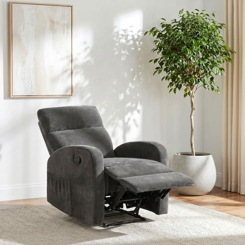 Hamilton Chenille Upholstered Manual Recliner Charcoal Grey