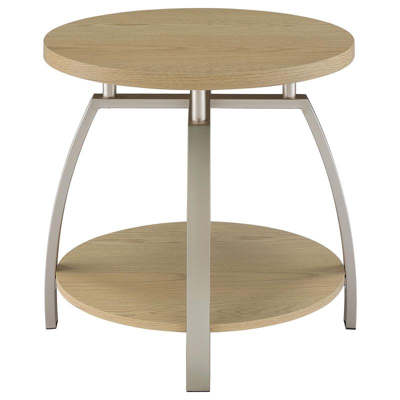 Dacre Round Engineered Wood Top Side End Table Greige