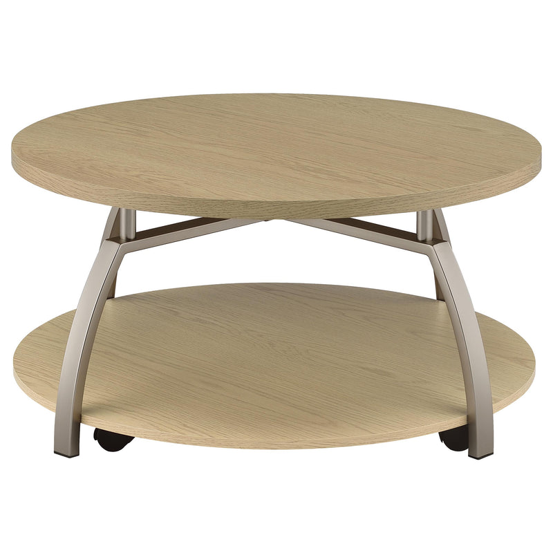 Dacre Round Engineered Wood Top Coffee Table Greige