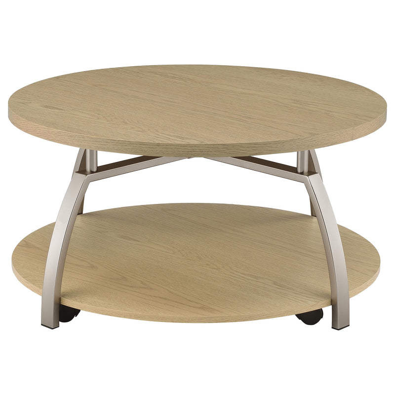 Dacre Round Engineered Wood Top Coffee Table Greige