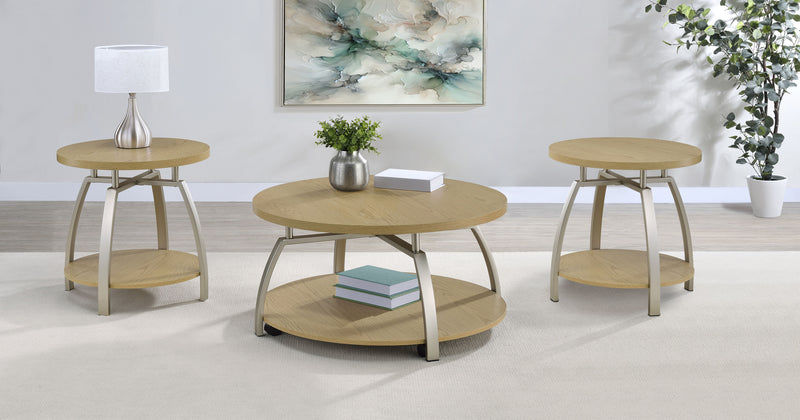 Dacre 3-piece Round Coffee and End Table Set Greige