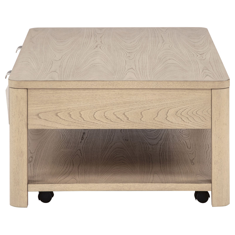 Marcelo Wood Coffee Table with 2 Drawers and Shelf Light Elm