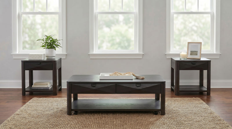 Marcelo Wood Coffee Table with 2 Drawers and Shelf Coffee