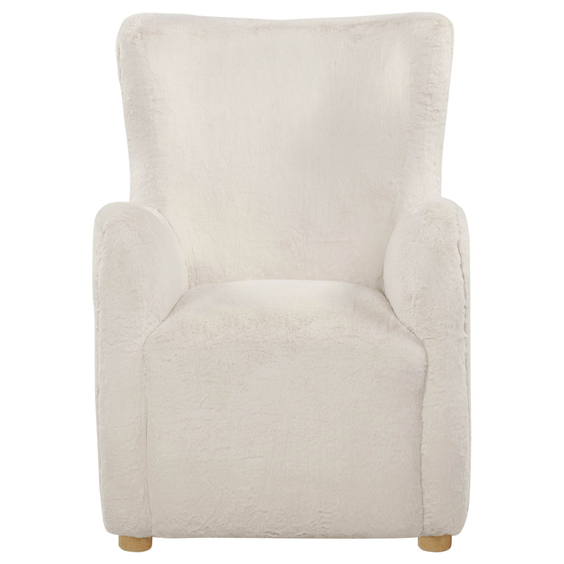 Thornton Faux Fur Upholstered Wingback Lounge Accent Chair Ivory