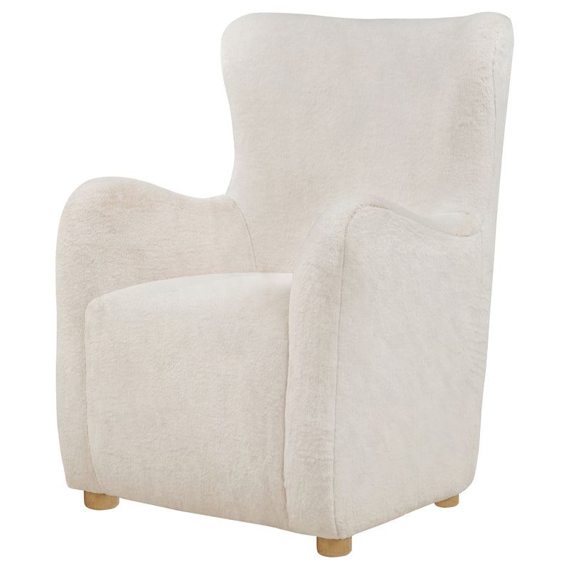Thornton Faux Fur Upholstered Wingback Lounge Accent Chair Ivory