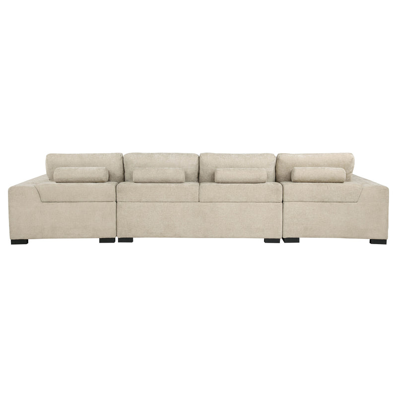 Cannella U-Shaped Double Chaise Upholstered Sectional Sofa Beige