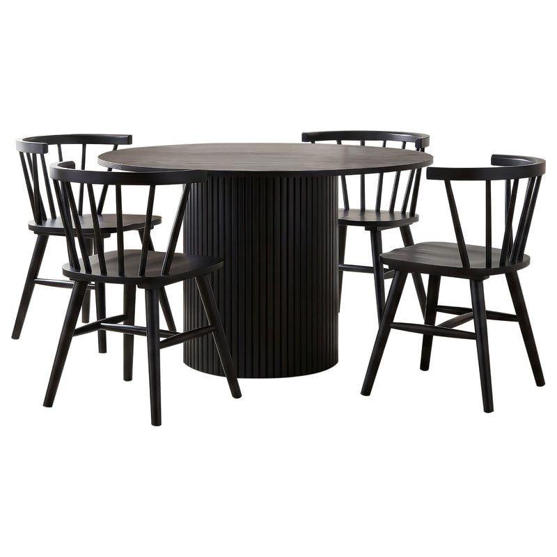 Hamlyn 5-piece Round Wood Dining Set Black