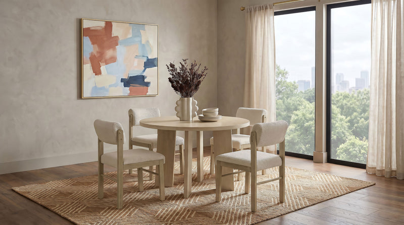 Strouse 5-piece Dining Set Cream and Natural Oak