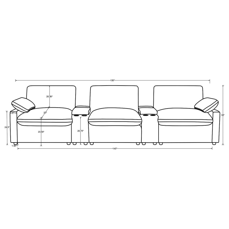 Collins 5-Piece Power Reclining Home Theater Seating Chocolate Brown