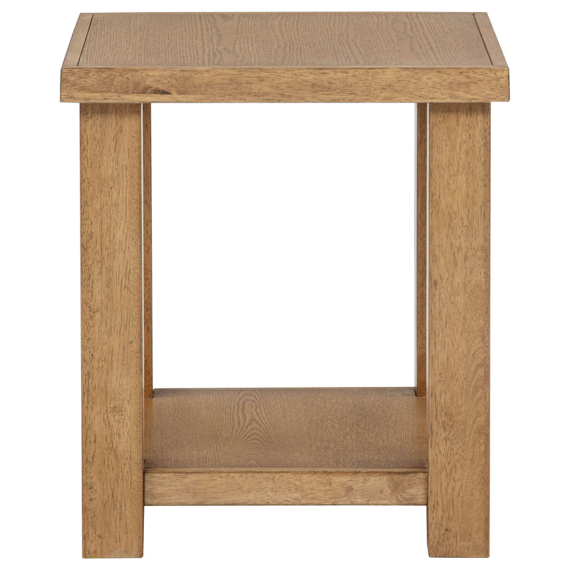 Beasley Square Wood End Side Table With Shelf Golden Oak