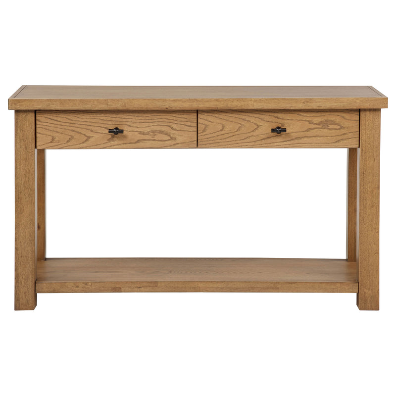 Beasley 2-Drawer Wood Console Table Golden Oak