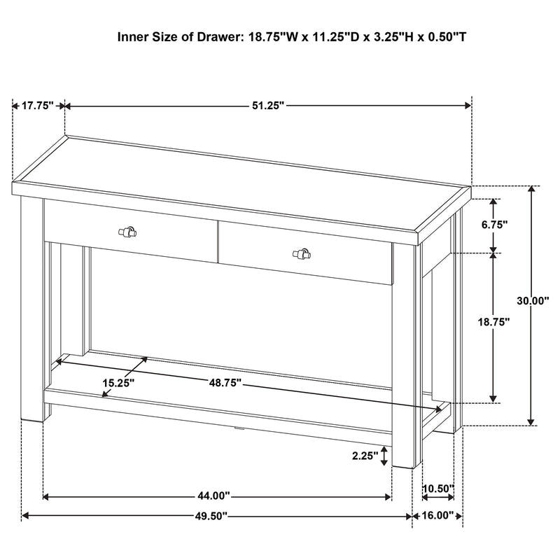 Beasley 2-Drawer Wood Console Table Golden Oak