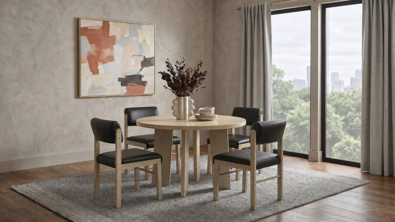 Kehoe Upholstered Dining Side Chair Black and Natural Oak (Set of 2)