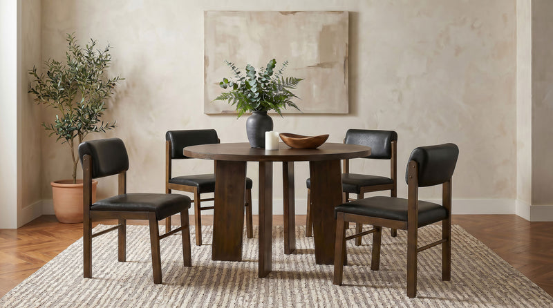 Kehoe Upholstered Dining Side Chair Black and Walnut (Set of 2)