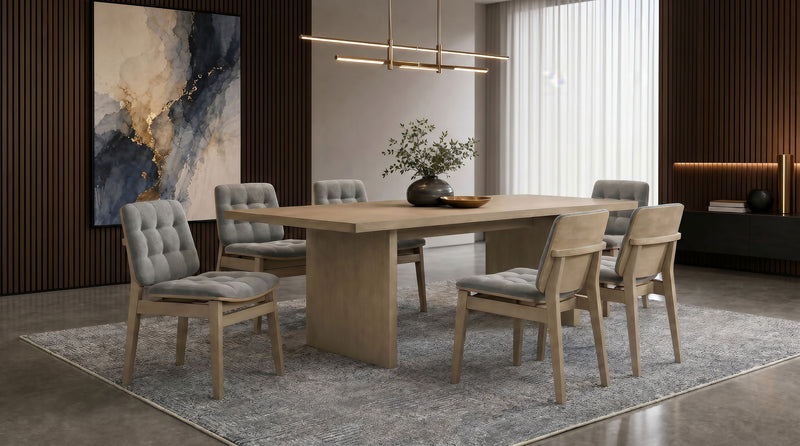 Redbridge Velvet Upholstered Side Chair Grey and Natural Oak (Set of 2)