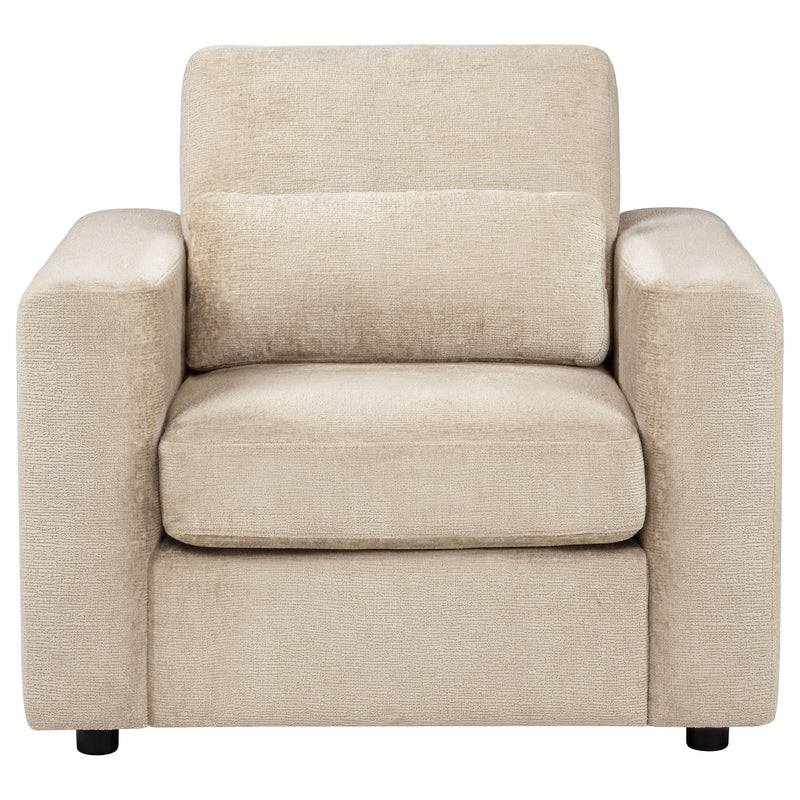 Amador Chenille Upholstered Track Arm Accent Chair Camel