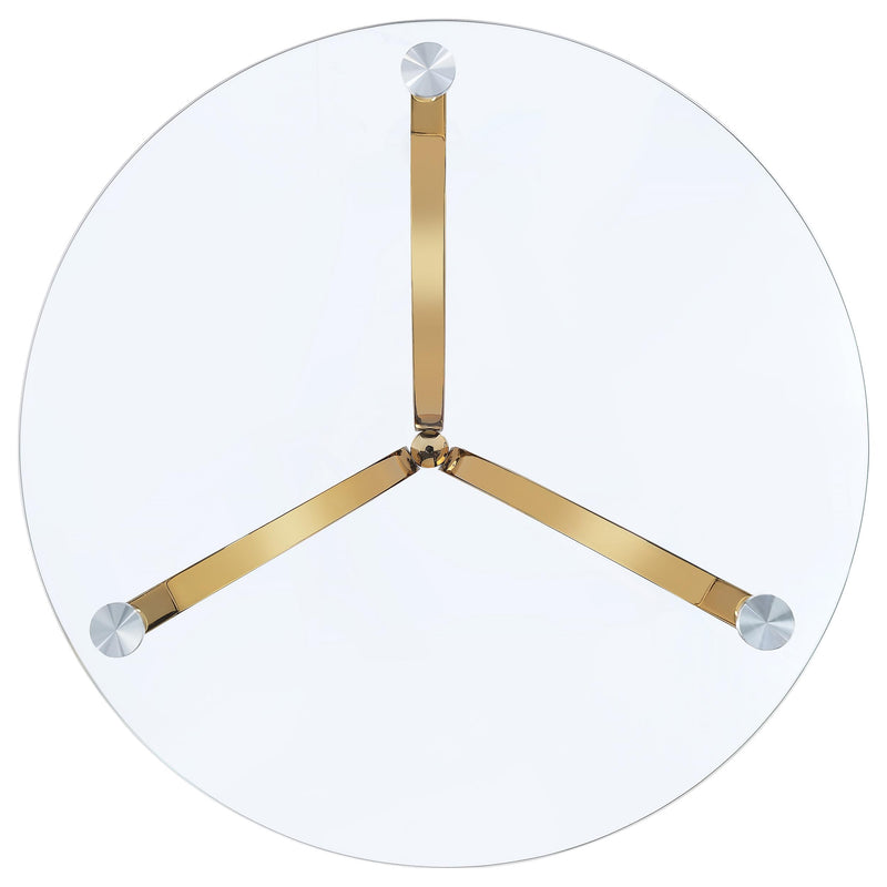 Eloise Round Glass Top Curved Metal Side Table Gold