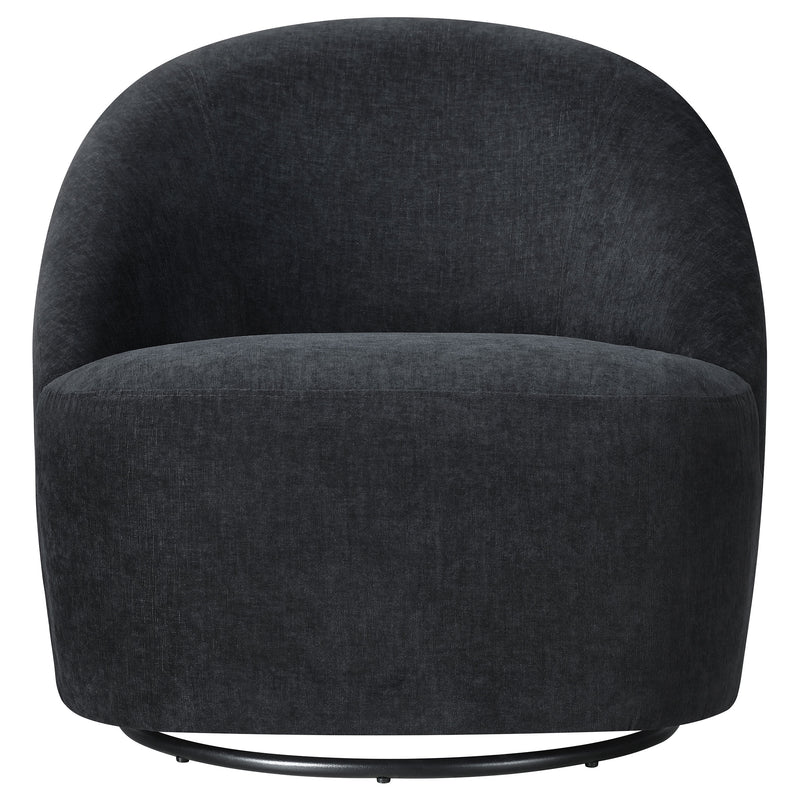 Leon Chenille Upholstered Swivel Accent Chair Black