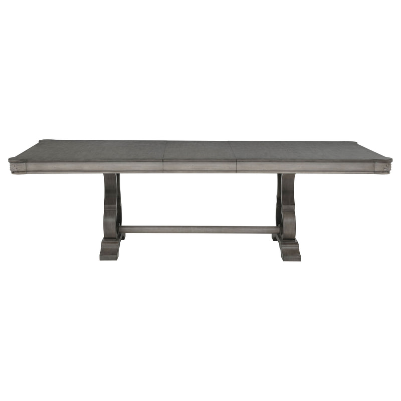 Cresswell 104-inch Double Pedestal Extension Dining Table Weathered Taupe