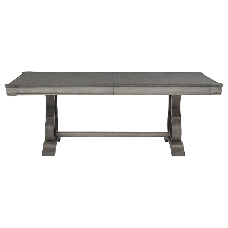 Cresswell 104-inch Double Pedestal Extension Dining Table Weathered Taupe