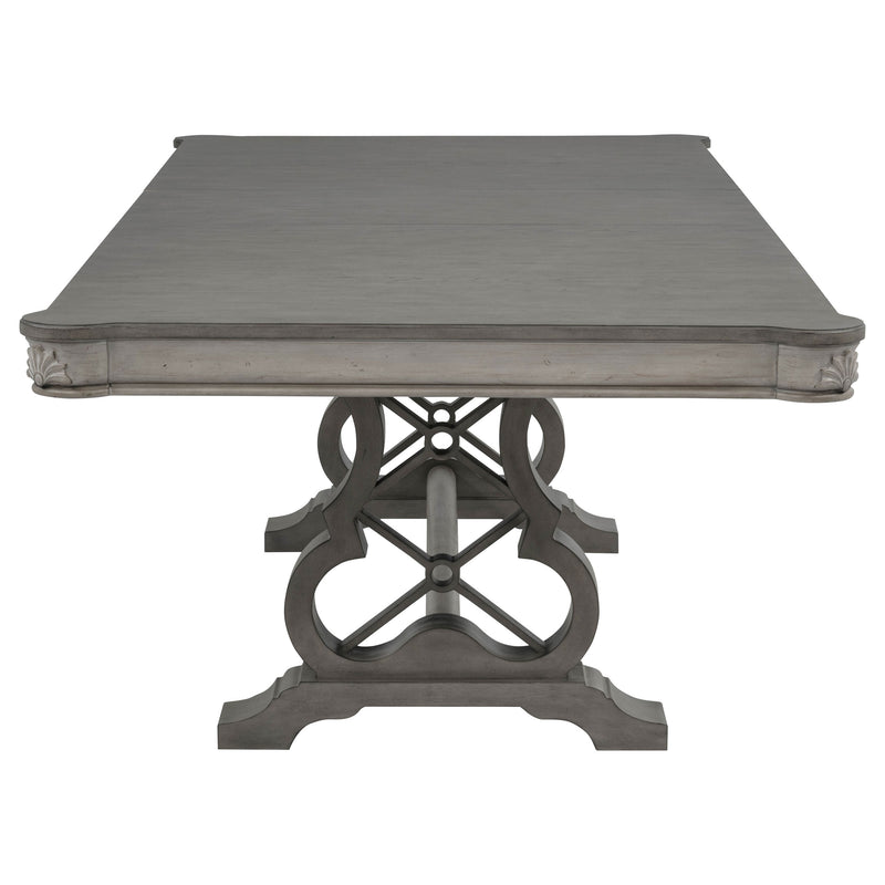 Cresswell 104-inch Double Pedestal Extension Dining Table Weathered Taupe