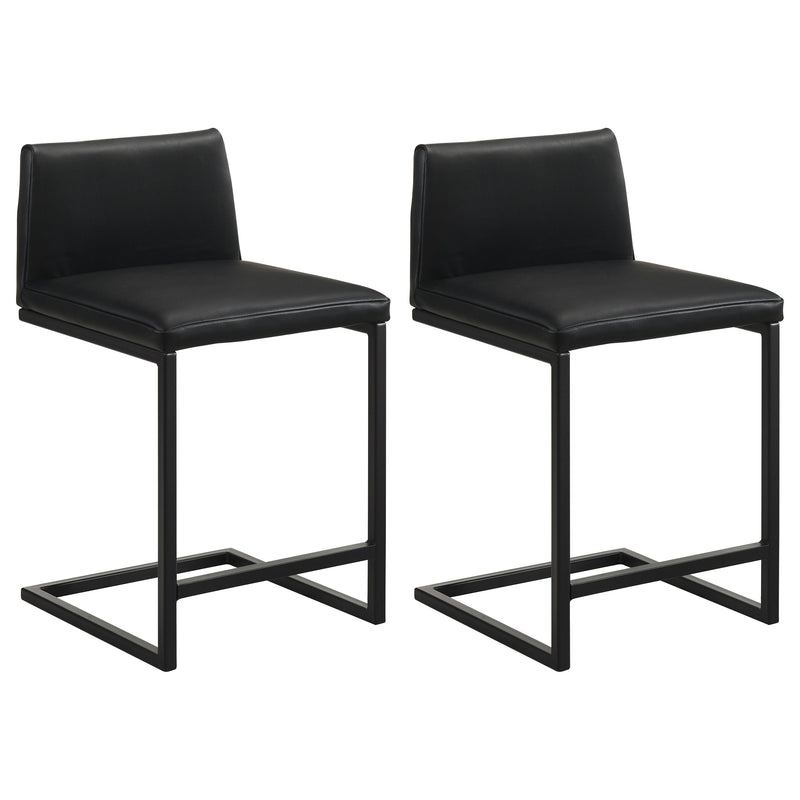 Vardon Genuine Leather Counter Height Chair Black (Set of 2)