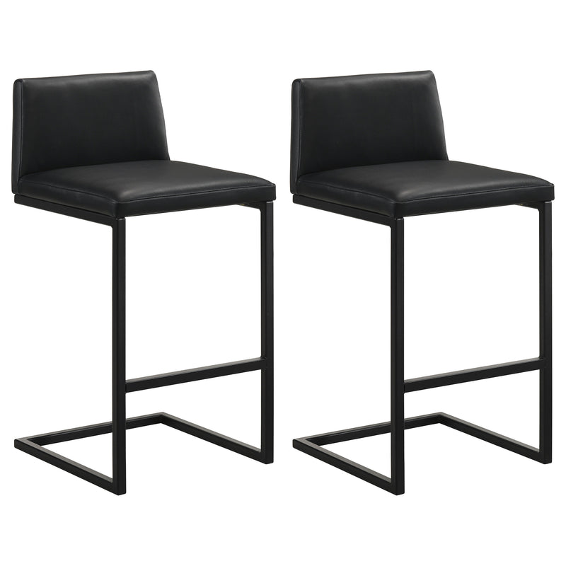 Vardon Genuine Leather Bar Stool Black (Set of 2)
