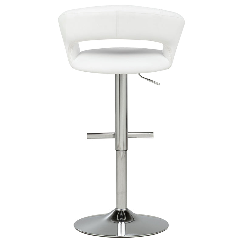 Travia Adjustable Leatherette Swivel Bar Stool White and Chrome