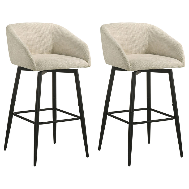 Rainer Fabric Upholstered Swivel Bar Chair Cream (Set of 2)