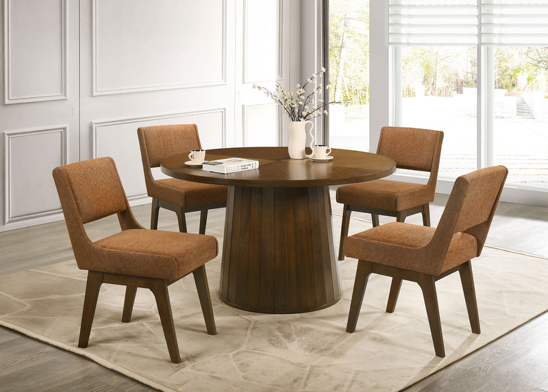 Galindo 5-piece 52-inch Round Dining Set Nutmeg and Walnut