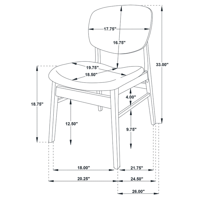 Benford Dining Side Chair Upholstered Seat Dark Brown (Set of 2)