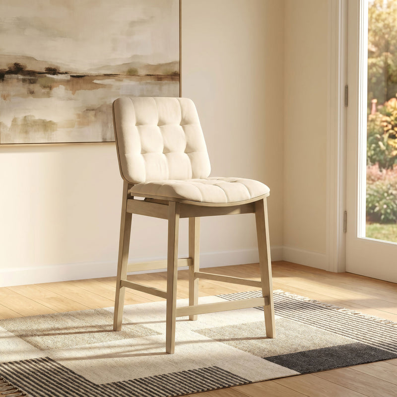Redbridge Upholstered Counter Chair Cream and Natural Oak (Set of 2)