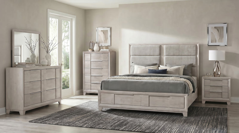 Farre 6-drawer Dresser with Mirror Washed Grey