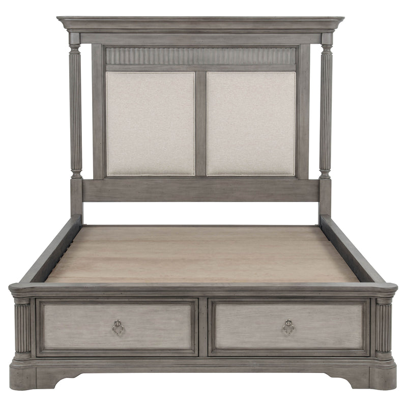 Cresswell Queen Upholstered Storage Platform Bed Weathered Taupe