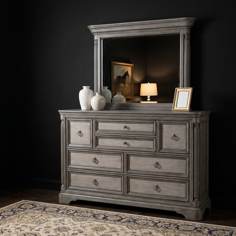 Cresswell 8-drawer Dresser with Mirror Weathered Taupe