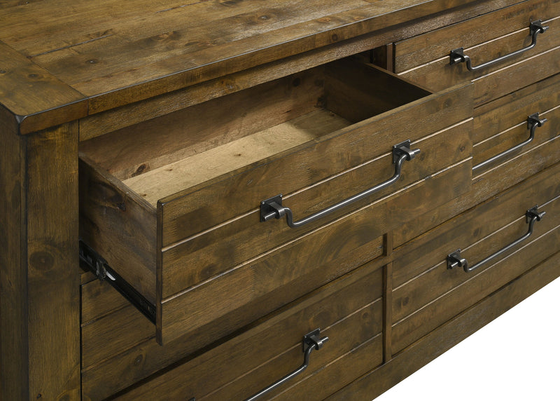 Doherty 6-drawer Dresser with Mirror Rustic Brown