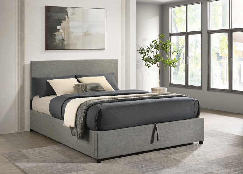 Reeves Upholstered Eastern King Lift-Top Storage Platform Bed Grey