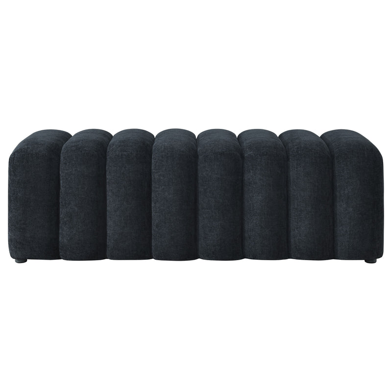 Summer Chenille Upholstered Channel Accent Bench Black