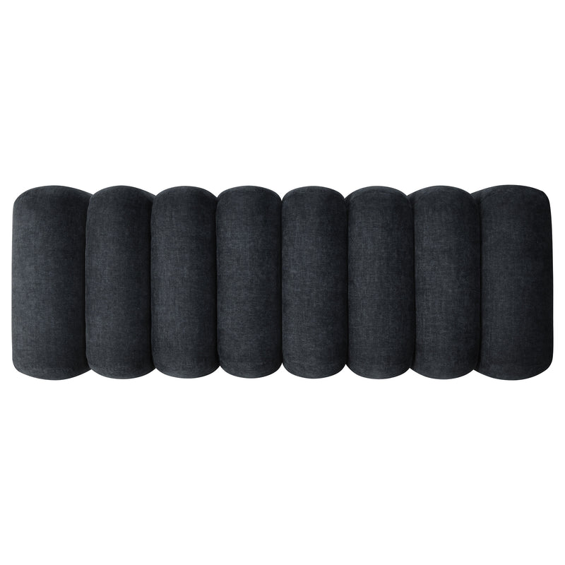 Summer Chenille Upholstered Channel Accent Bench Black