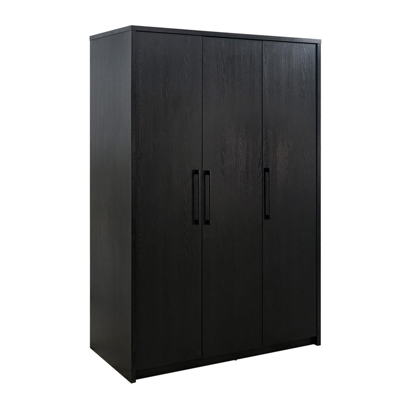 Cerda 3-door Bedroom Wardrobe Storage Cabinet Armoire Black